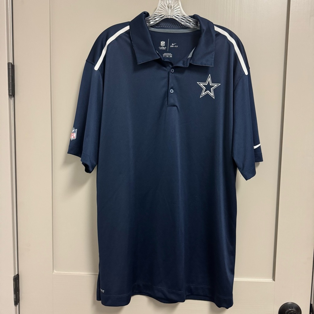 Nike Dri-Fit NFL On-Field Apparel Dallas Cowboy Polo Navy Blue ALTERED to XL
